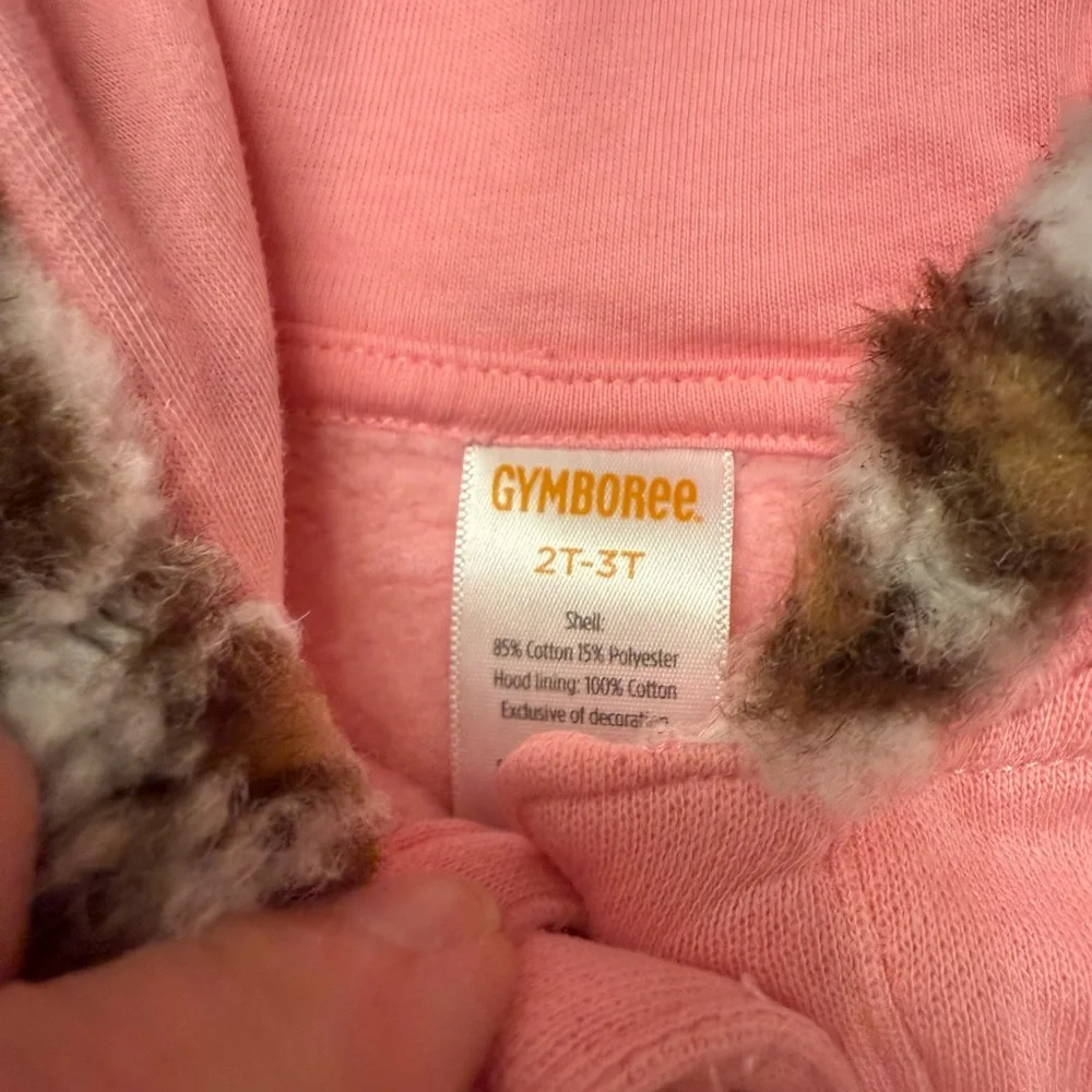Gymboree Girls 2T-3T Pink Jacket with Animal Print Trim